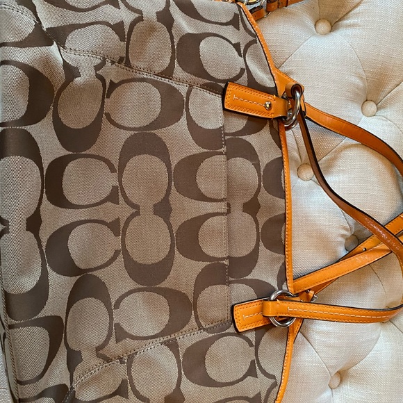 Coach Signature Stripe Pocket Tote In Orange Spice - Picture 12 of 16